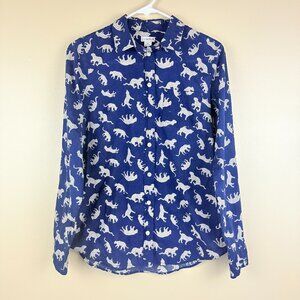 J.Crew Cheetah Print 100% Cotton Button-Down Shirt XS
